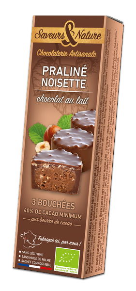 Saveurs & Nature -- Bouchées praliné noisette enrobés de chocolat au lait x 10
